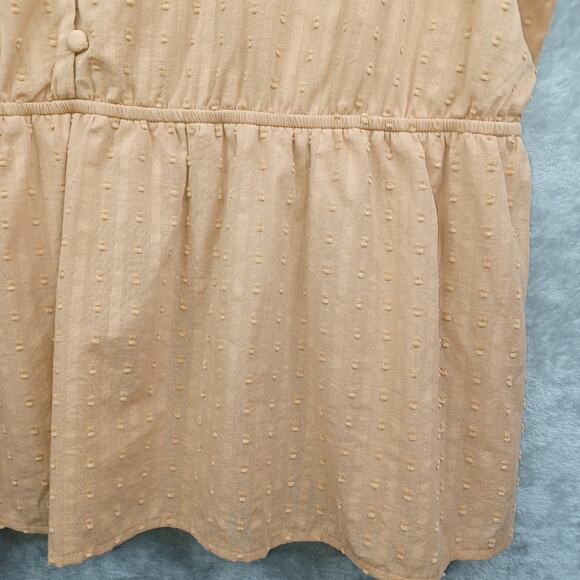 Lane Bryant Women Boho Tie Neck Top Plus Sz 20 Mustard Clip Dot Peplum Coquette - Picture 4 of 11